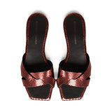 Sandali piatti Miryam<BR/> MIRYAM RETTILE BORDEAUX GIULIANO GALIANO 