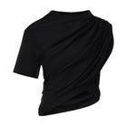 T-shirt cropped asimmetrica in jersey cotone 226JTS241JS0290 9999 COURREGES 