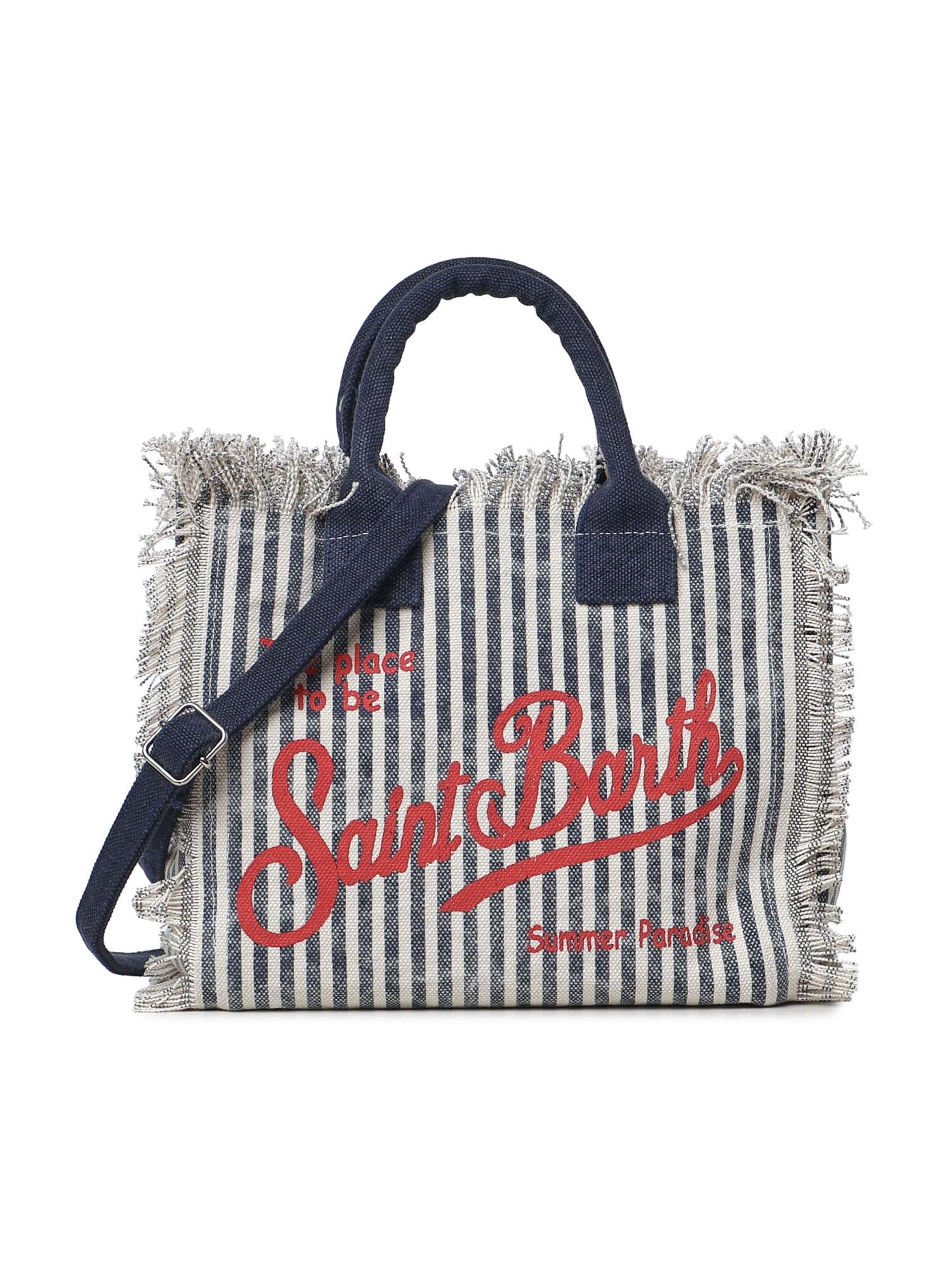 Borsa Colette in canvas a righe COL0001 09852L MC2 SAINT BARTH 