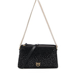 Borsa a spalla piccola Mini Double Bag full strass 105359 A2WFZ99Q PINKO 