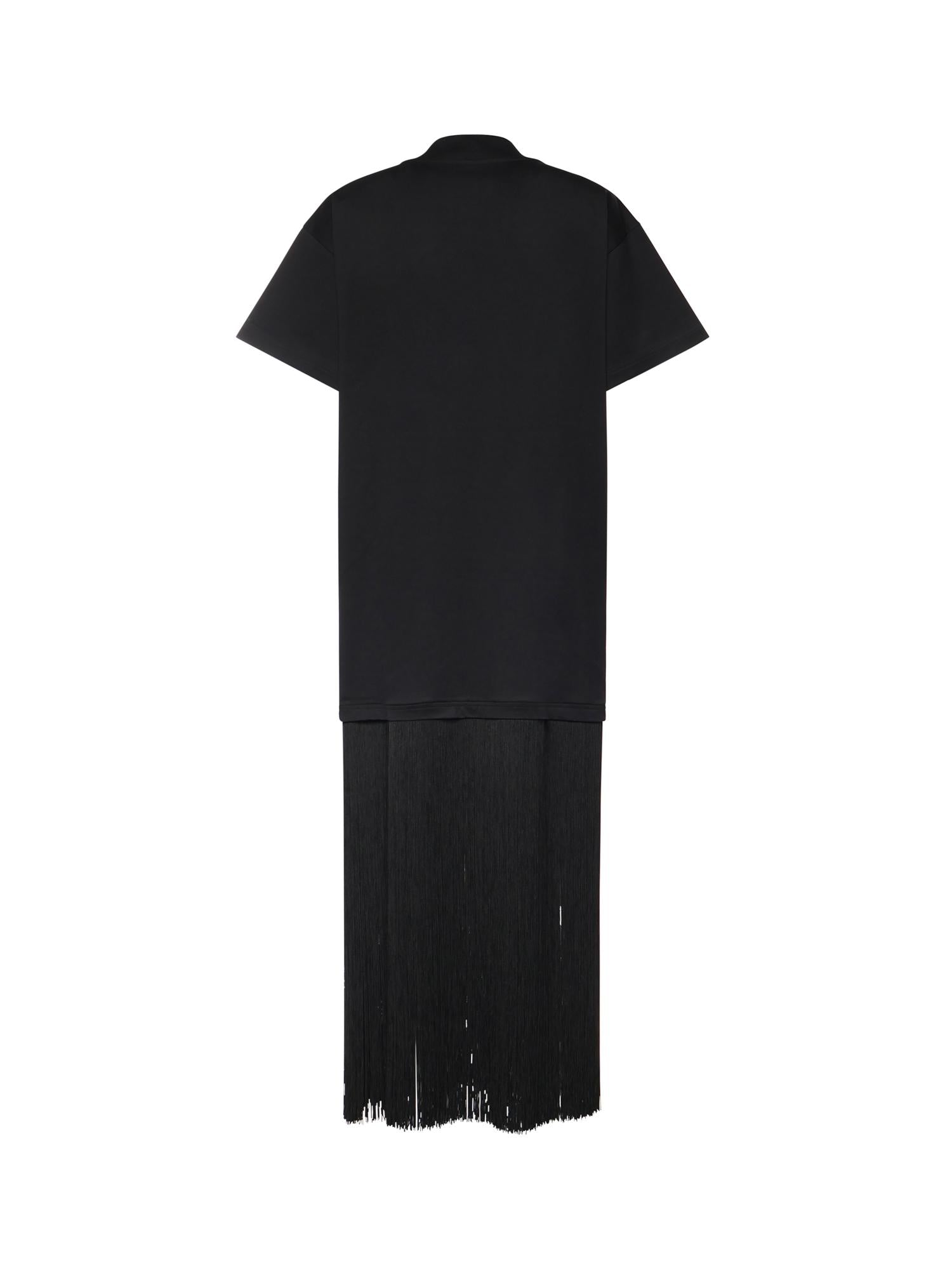 T-shirt in cotone con frange AA9I0029J103C 999 ALAIA 