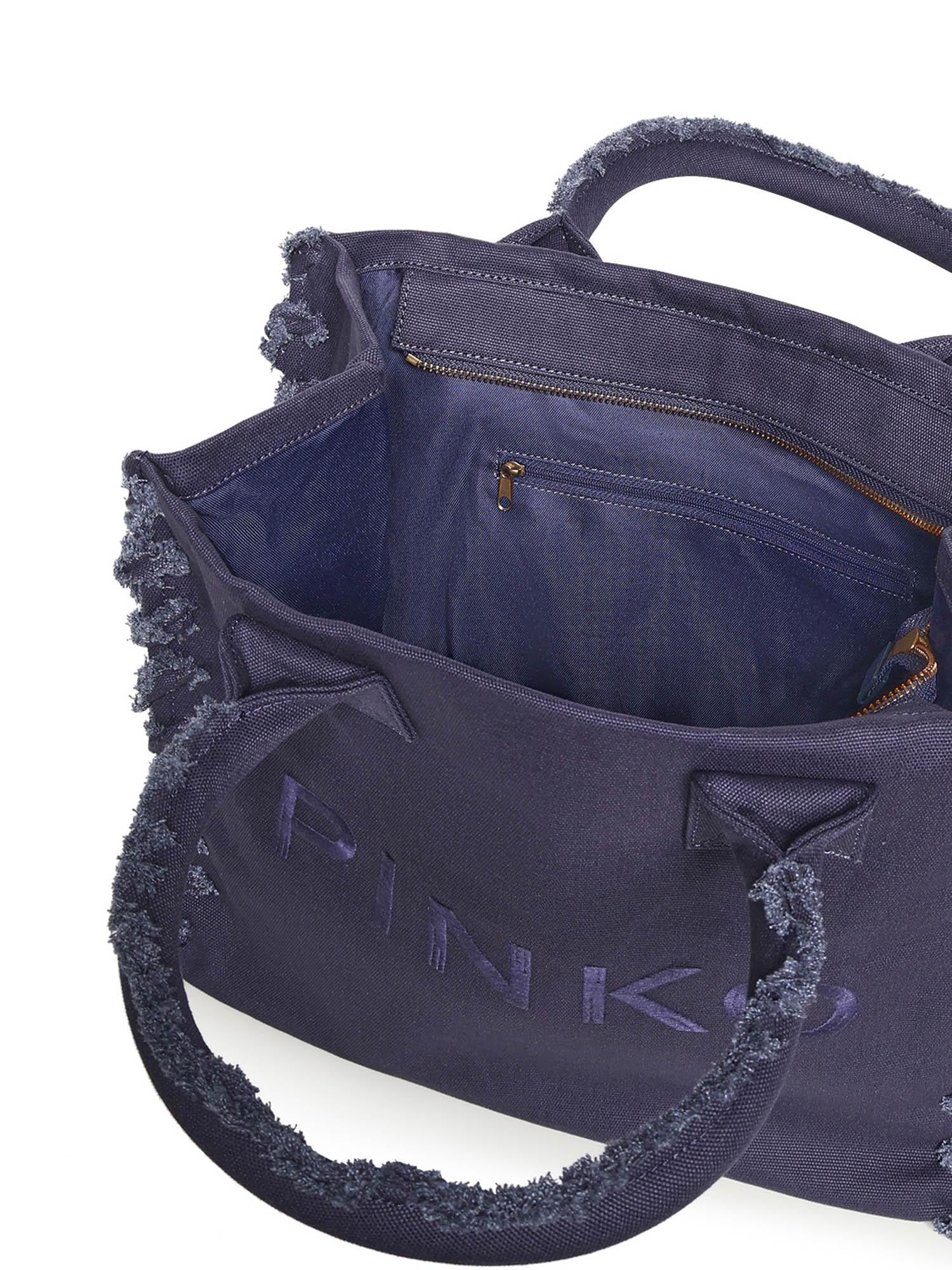 Borsa shopper Beach in canvas con logo 106673 A3A4J05 PINKO 