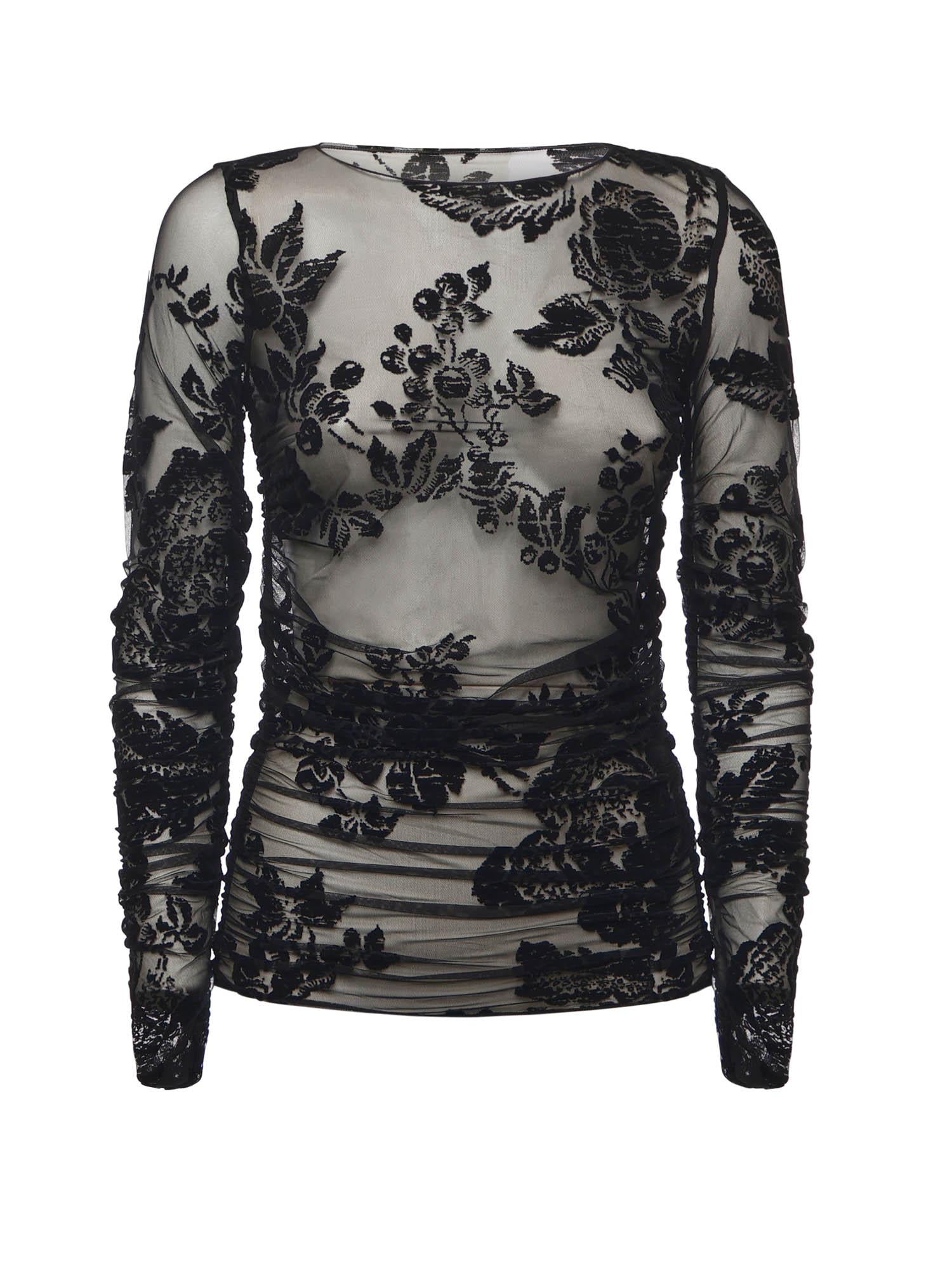 Maglia trasparente stampa flock 105601 A2QDZD0 PINKO 