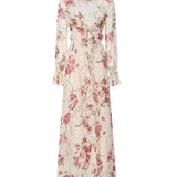abito lungo in crepe di seta stampa floreale 2A643A F7141 BLUMARINE 