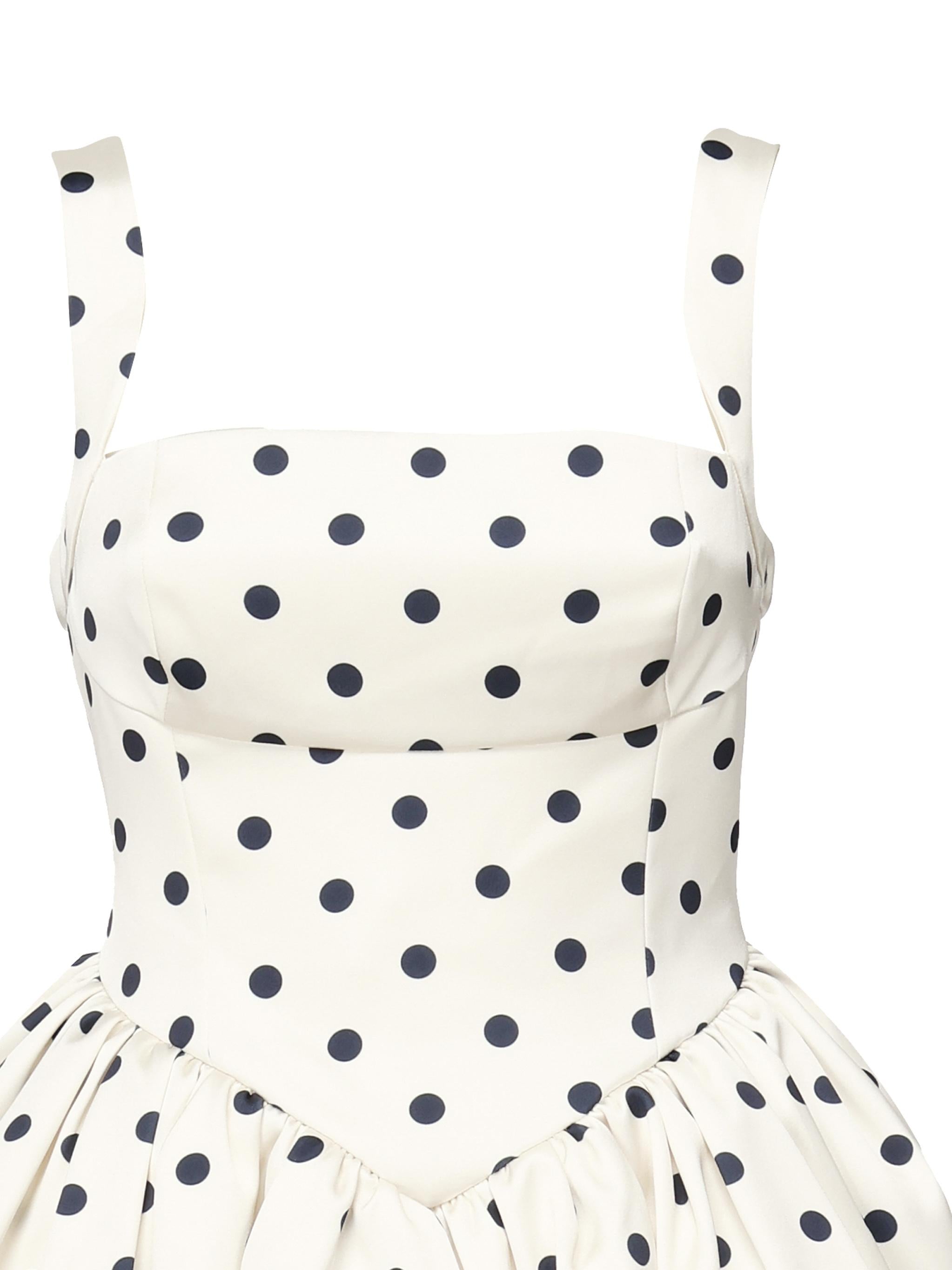 Mini abito in raso a pois SS25092S CREAM SELF-PORTRAIT 