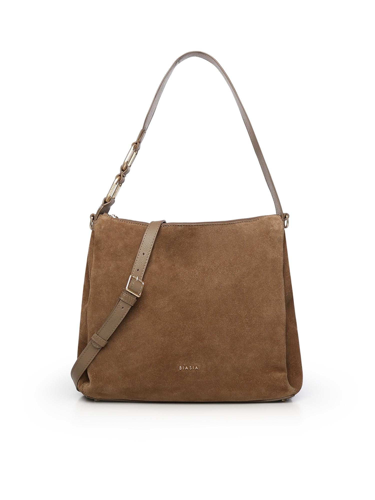 Borsa a spalla in camoscio BIBP9DP02C TAUPE BIASIA 