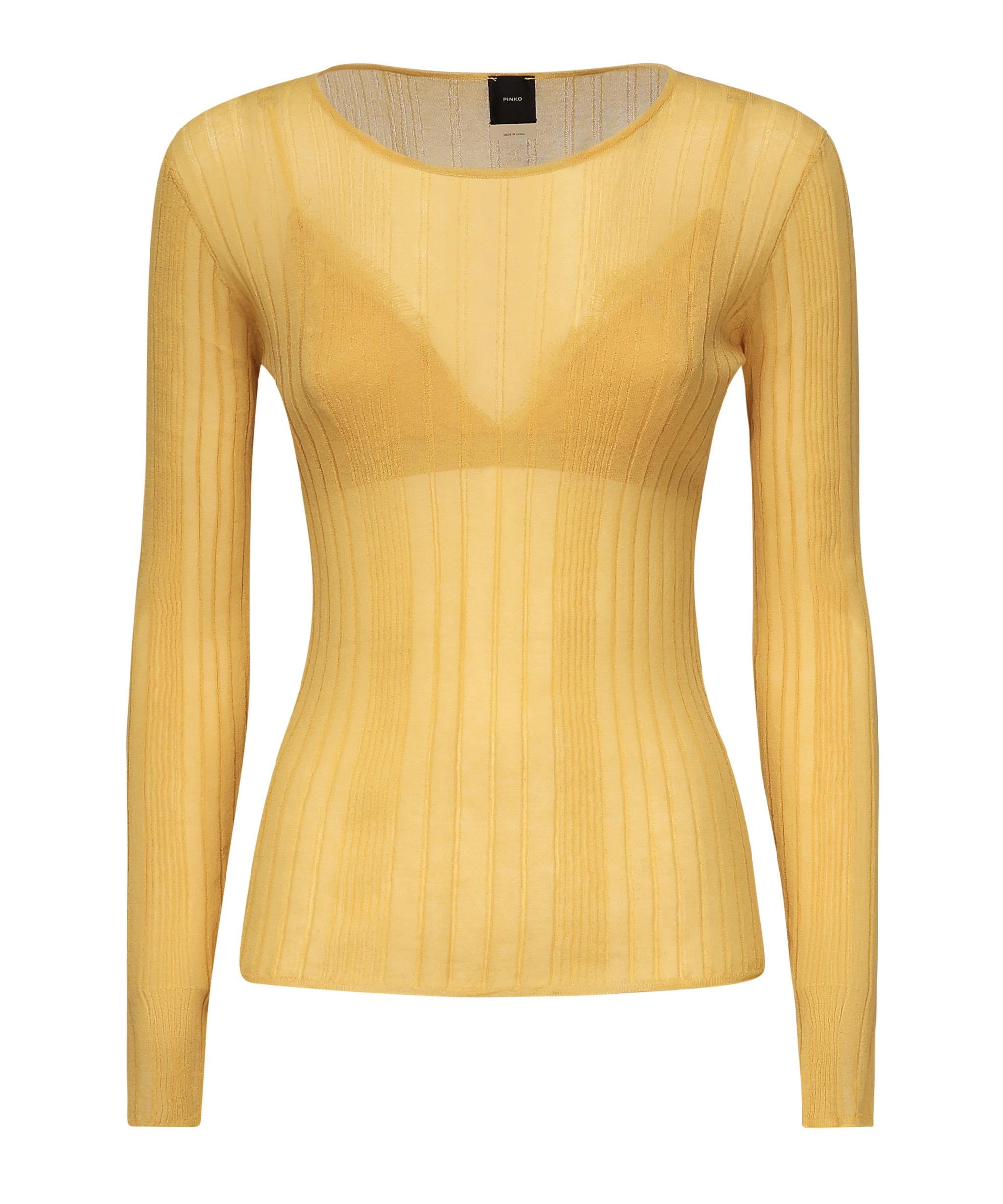 Maglia semitrasparente a costine 102977 A1NDC43 PINKO 
