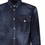 Camicia denim con placca logo S71DM0658 S30341470 DSQUARED2 