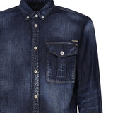 Camicia denim con placca logo S71DM0658 S30341470 DSQUARED2 
