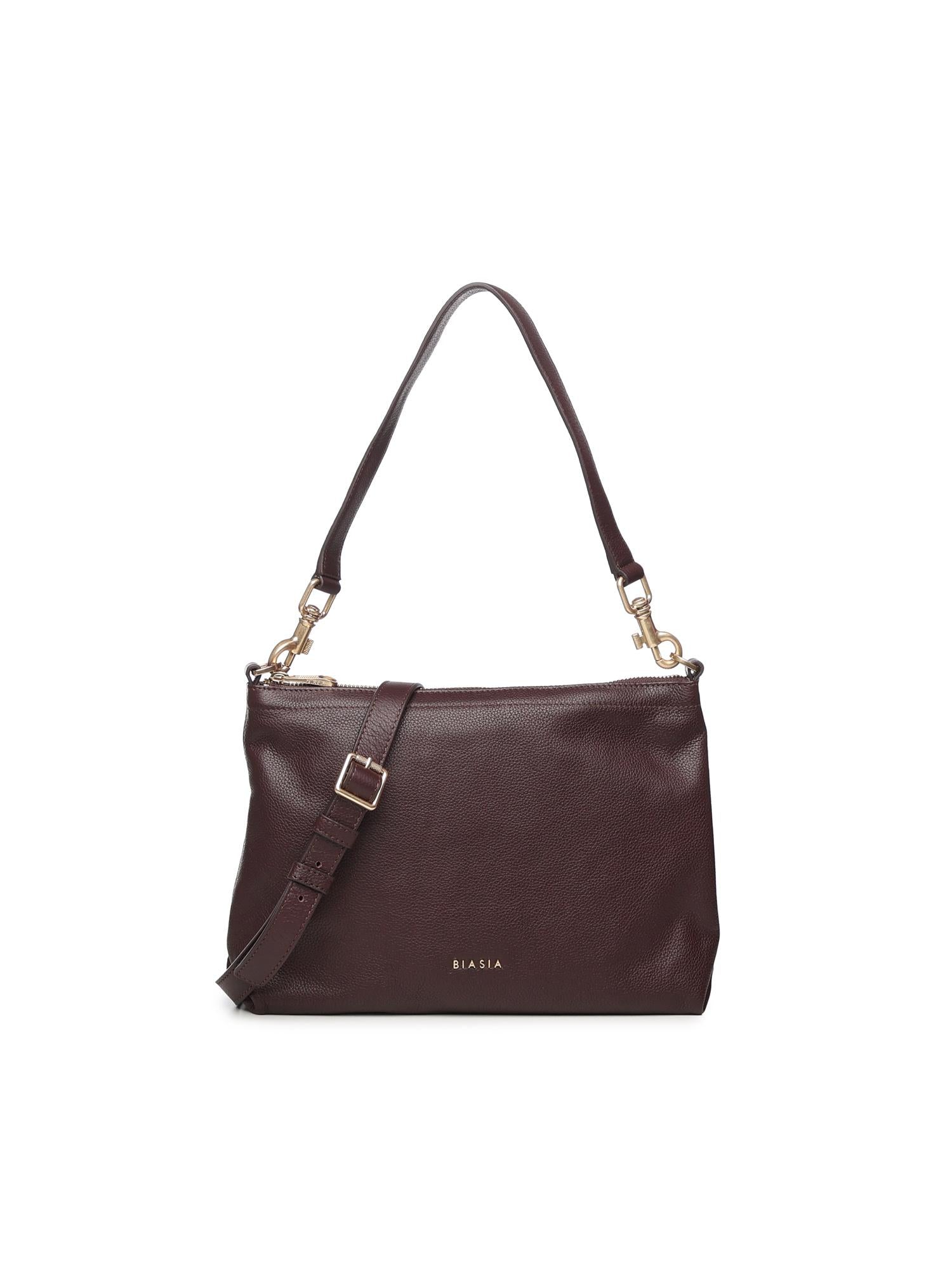 Borsa a spalla con logo BIBP9FA01 PRUGNA BIASIA 