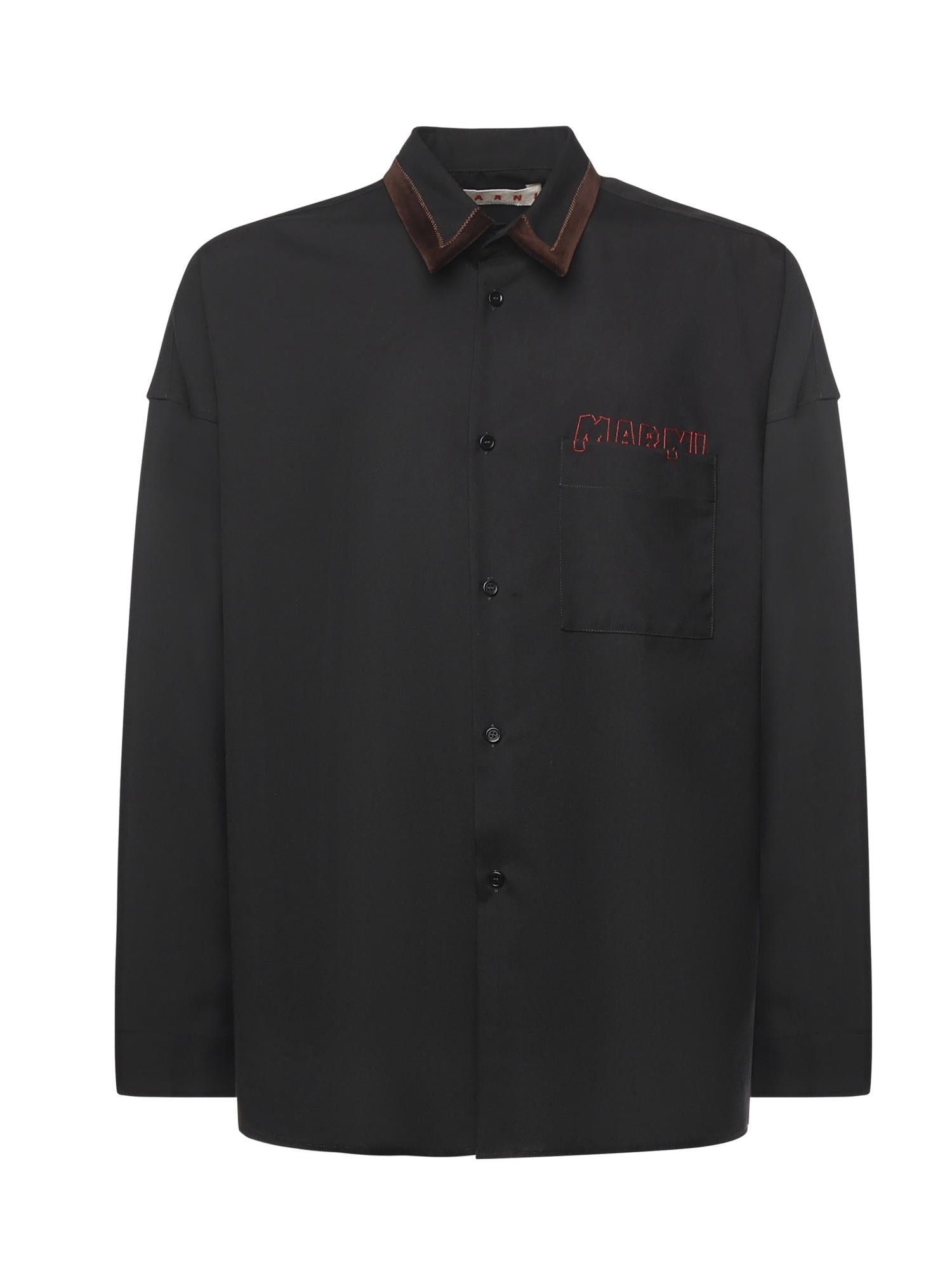 Camicia in lana con logo CUMU0061Q1 TW83900N99 MARNI 