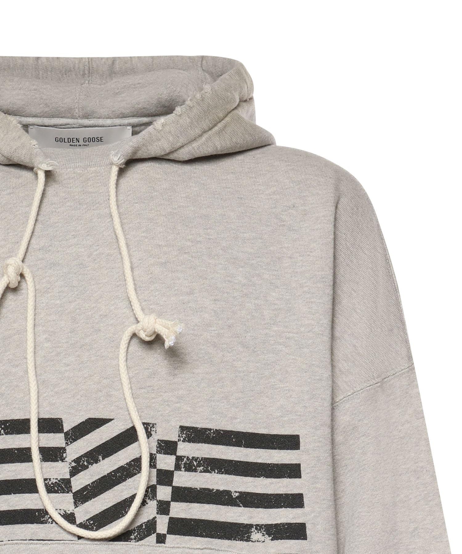 Felpa con cappuccio con stampa Flag vintage GUP02545 P00238160513 GOLDEN GOOSE 