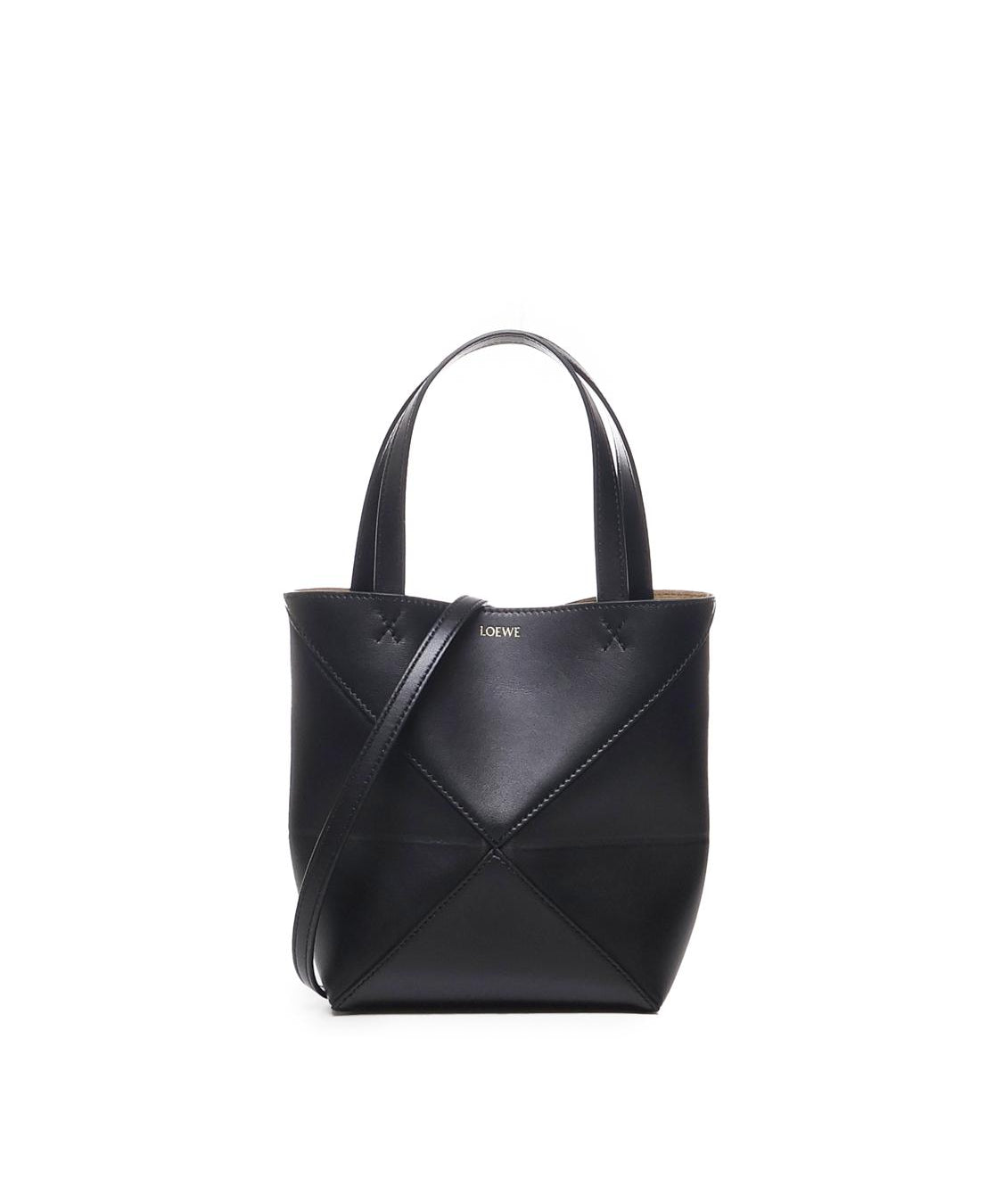 Borsa tote Puzzle Fold mini in pelle di vitello lucida A657V25X01 1100 LOEWE 