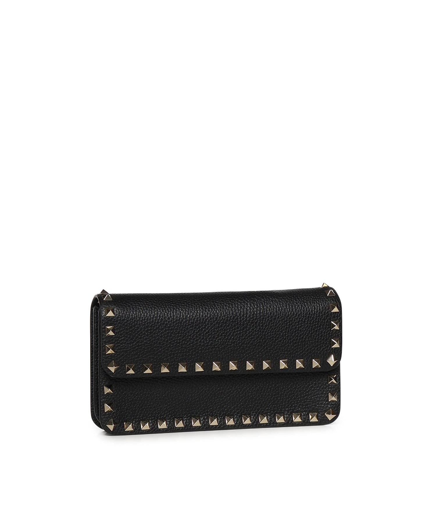 Portafoglio con catena Rockstud in vitello granato 7W2P0S61 VSH0NO VALENTINO GARAVANI 