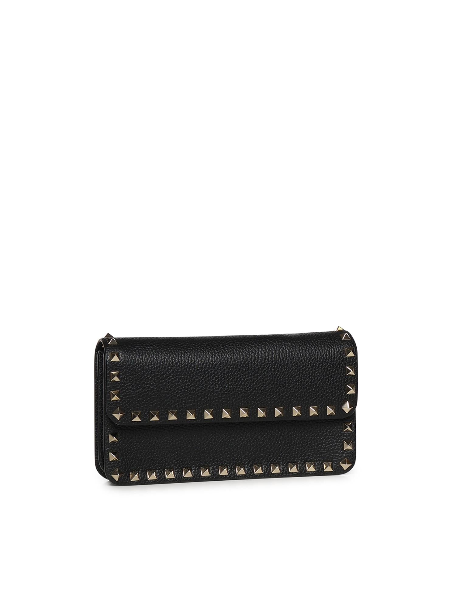 Portafoglio con catena Rockstud in vitello granato 7W2P0S61 VSH0NO VALENTINO GARAVANI 