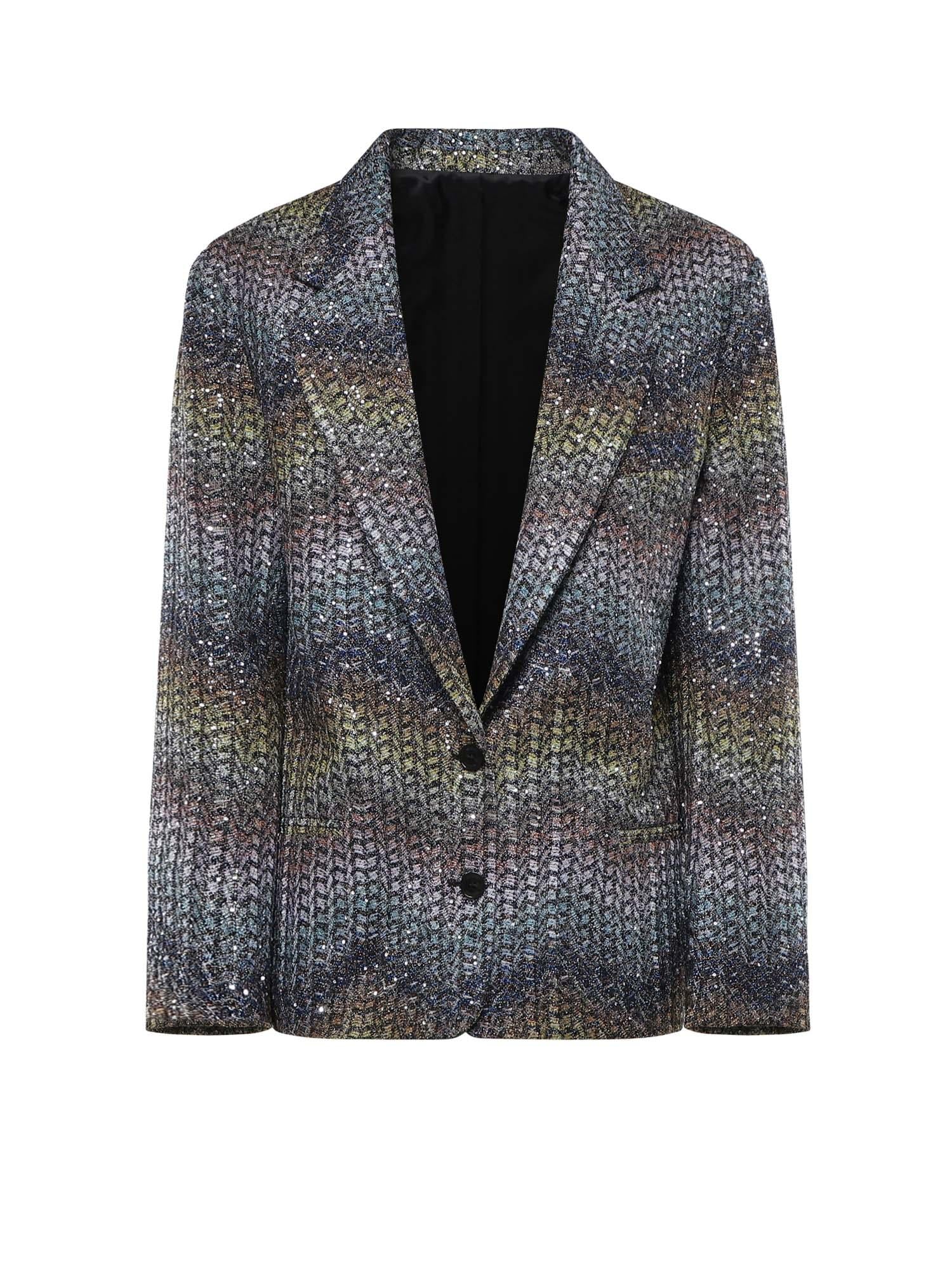 Blazer monopetto in viscosa lamé con paillettes DS26SF06 BC0065SMSNS MISSONI 
