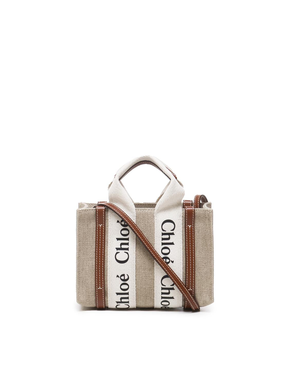 Woody bag piccola in canvas di lino CHC22AP237I26 90U CHLOÉ 