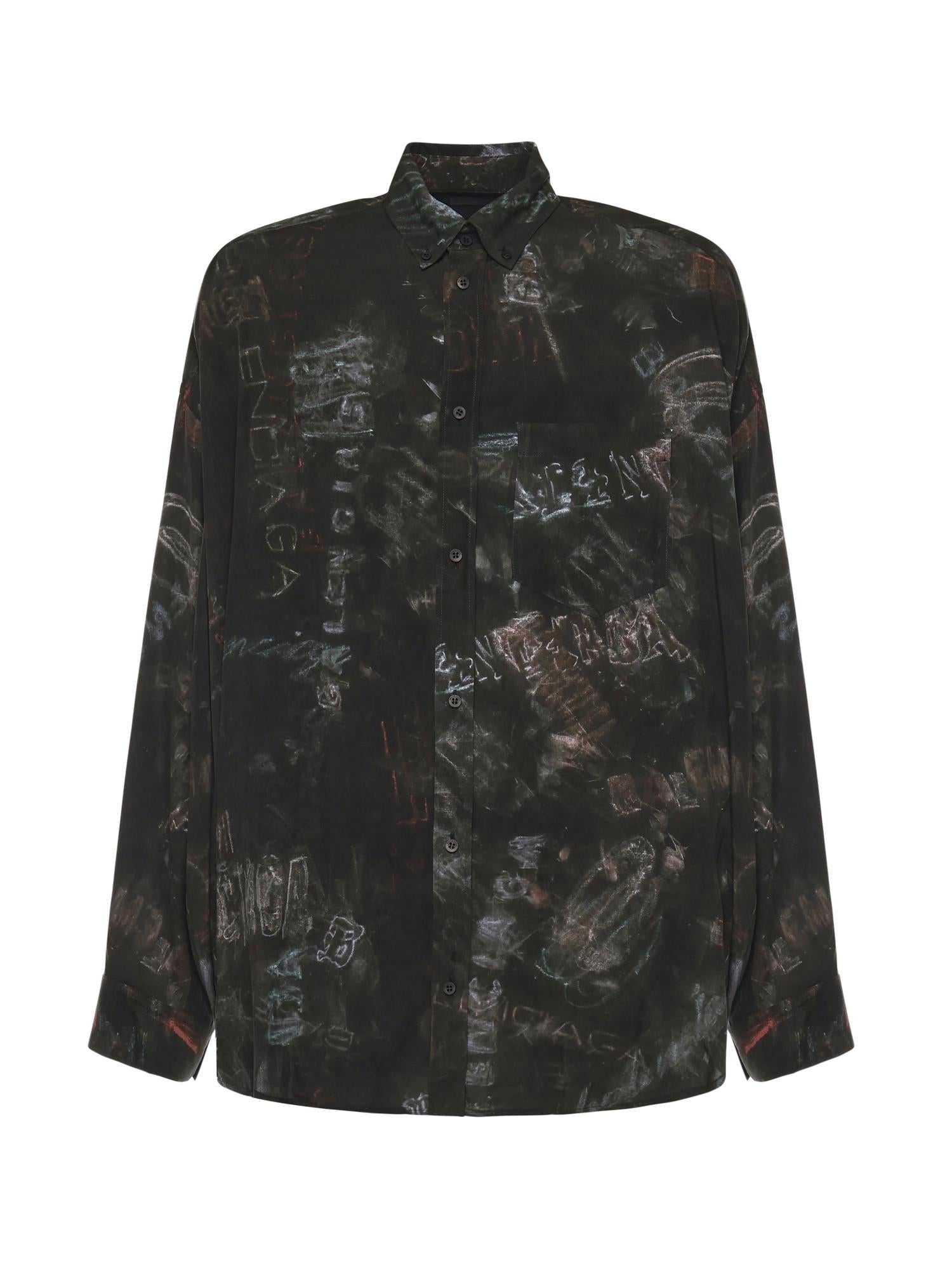 Camicia Cocoon Washed Crayon Allover in popeline di viscosa 857811 TTL781055 BALENCIAGA 