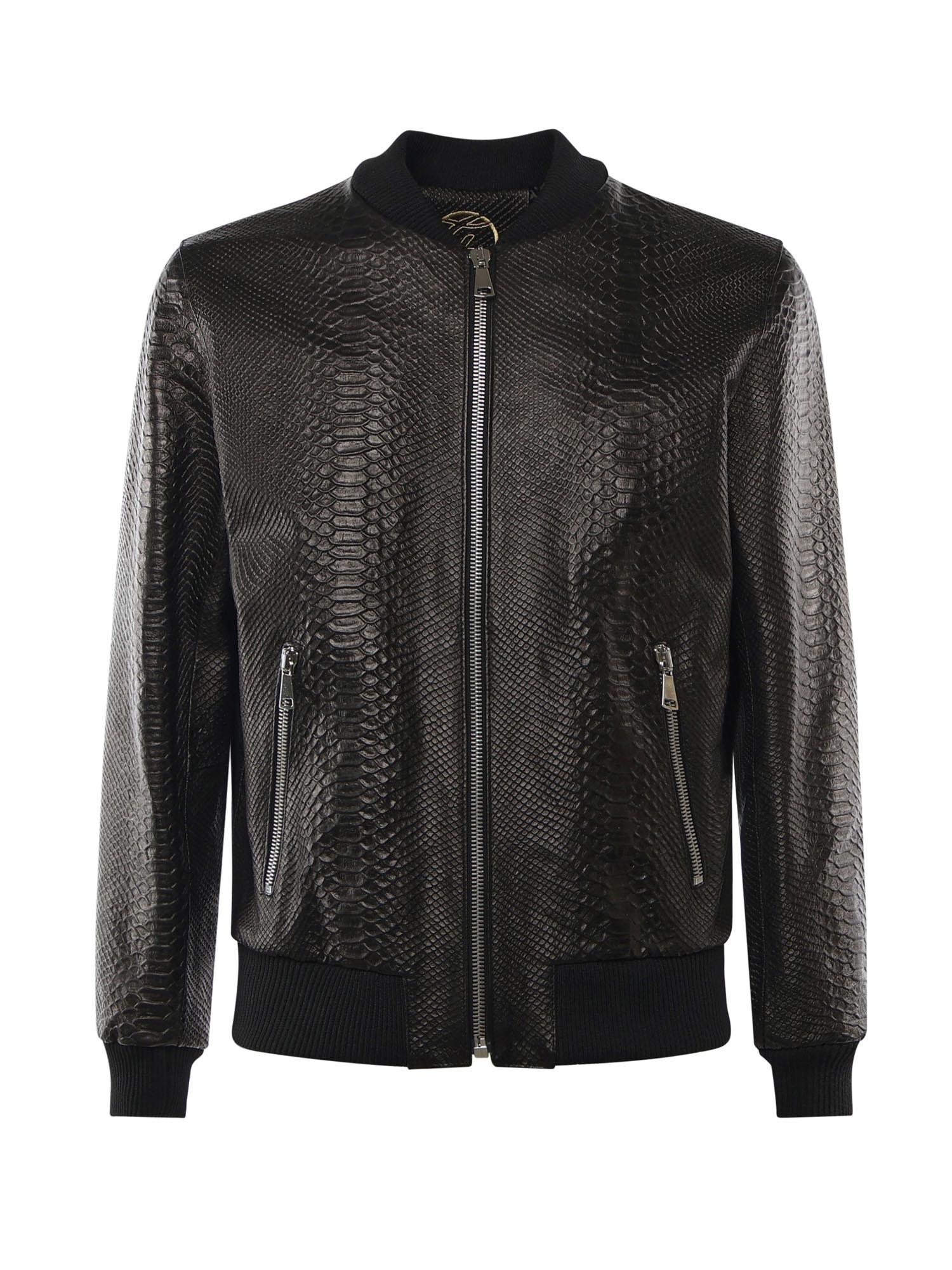 Bomber GoodFellas in pelle MIAMI VICE PITONENERO GIULIANO GALIANO 