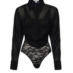 Camicia body in georgette AA9C0930T666A 995 ALAIA 