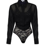 Camicia body in georgette AA9C0930T666A 995 ALAIA 