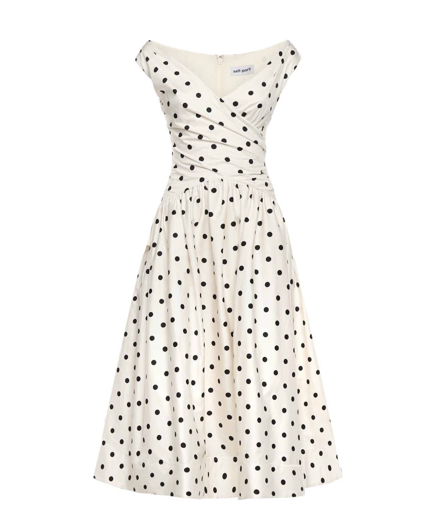 Abito midi in cotone a pois RS26209M C SELF-PORTRAIT 