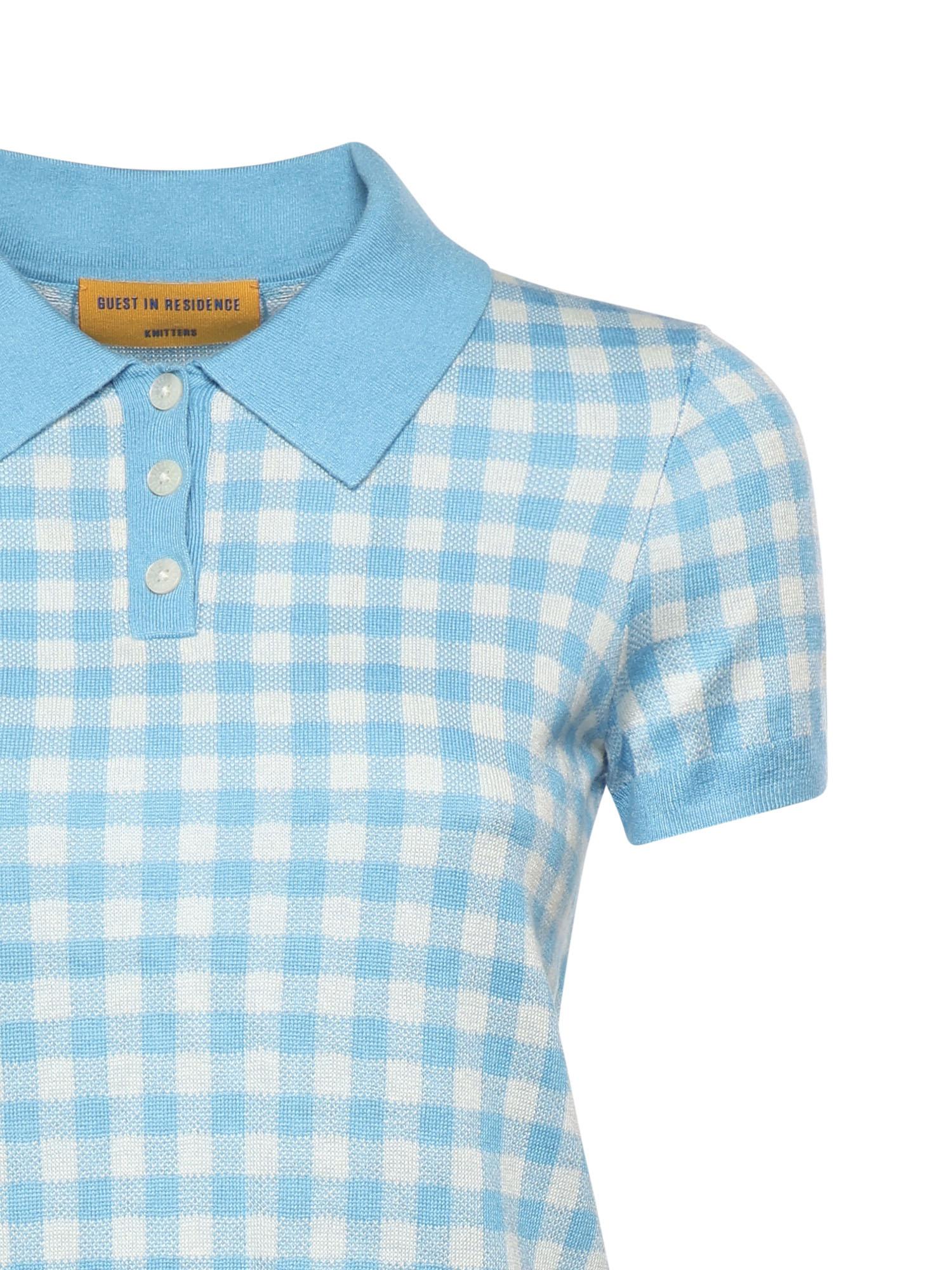 Polo check in misto lino e seta W42422AF SWIMMING POOL/CREAM GUEST IN RESIDENCE 