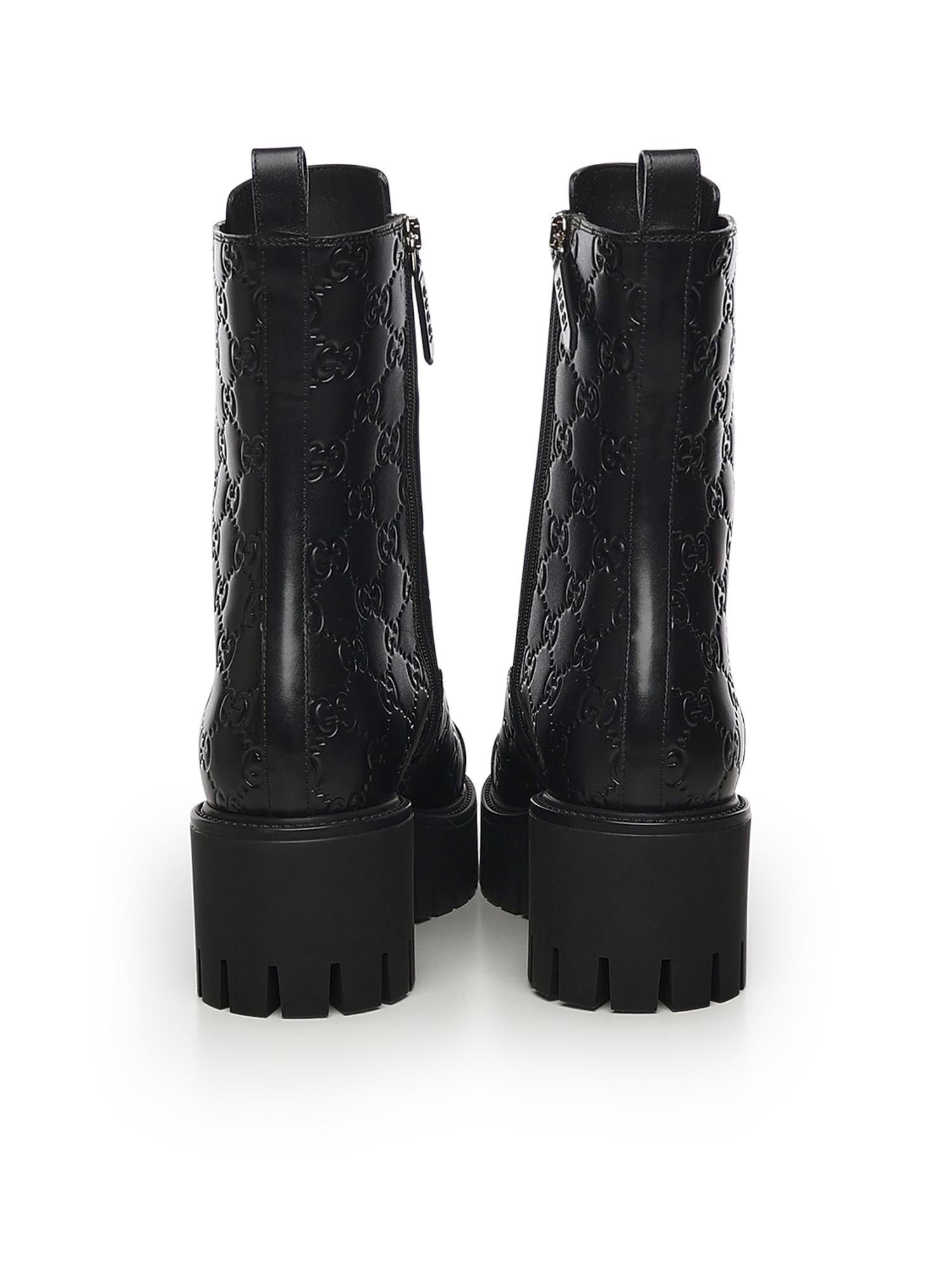 Stivaletto stringato in pelle GG 840739 AAE5Q1000 GUCCI 