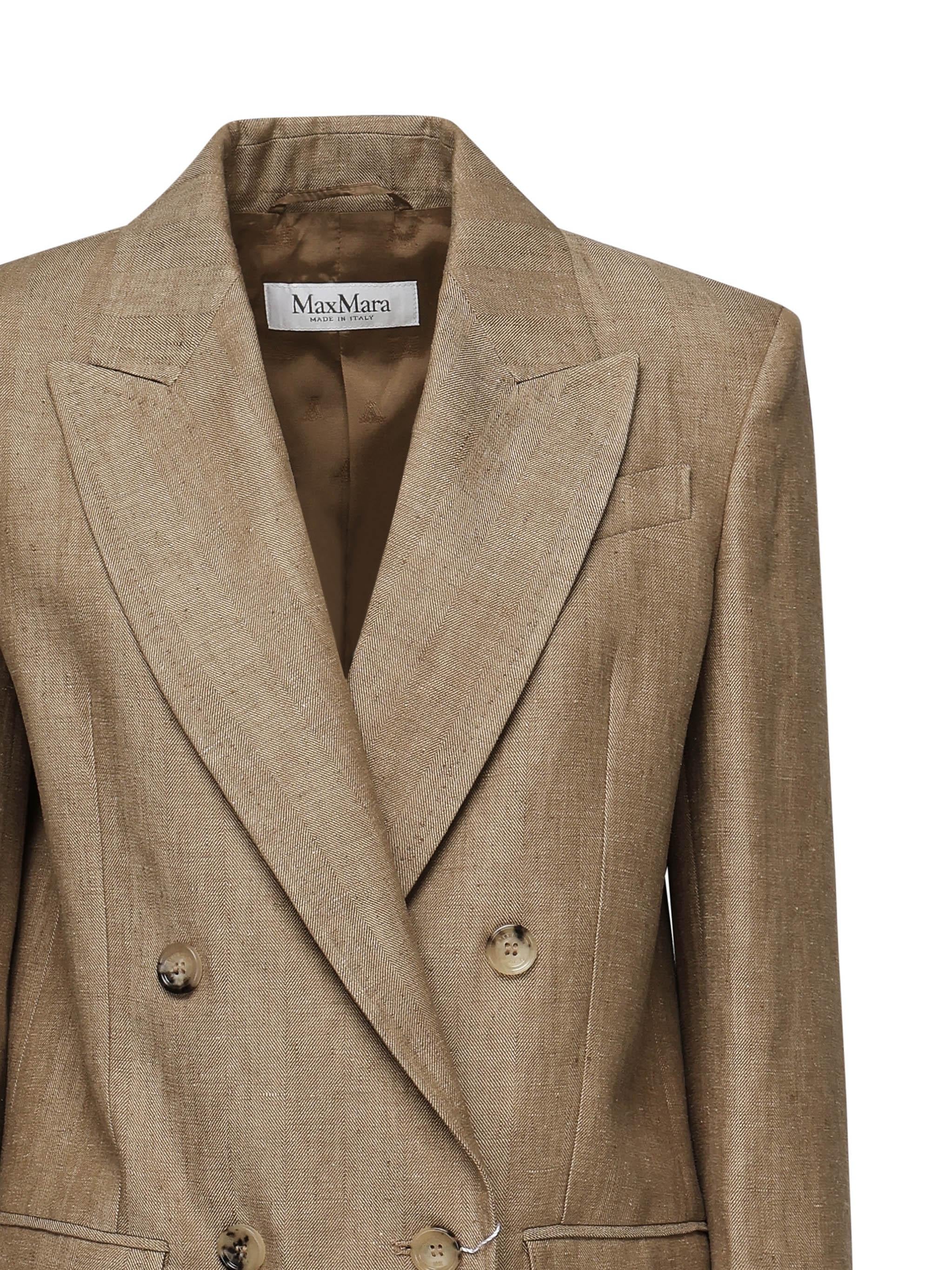 Giacca Gerla doppiopetto in lino <BR/> 2511041022600 001 MAX MARA 