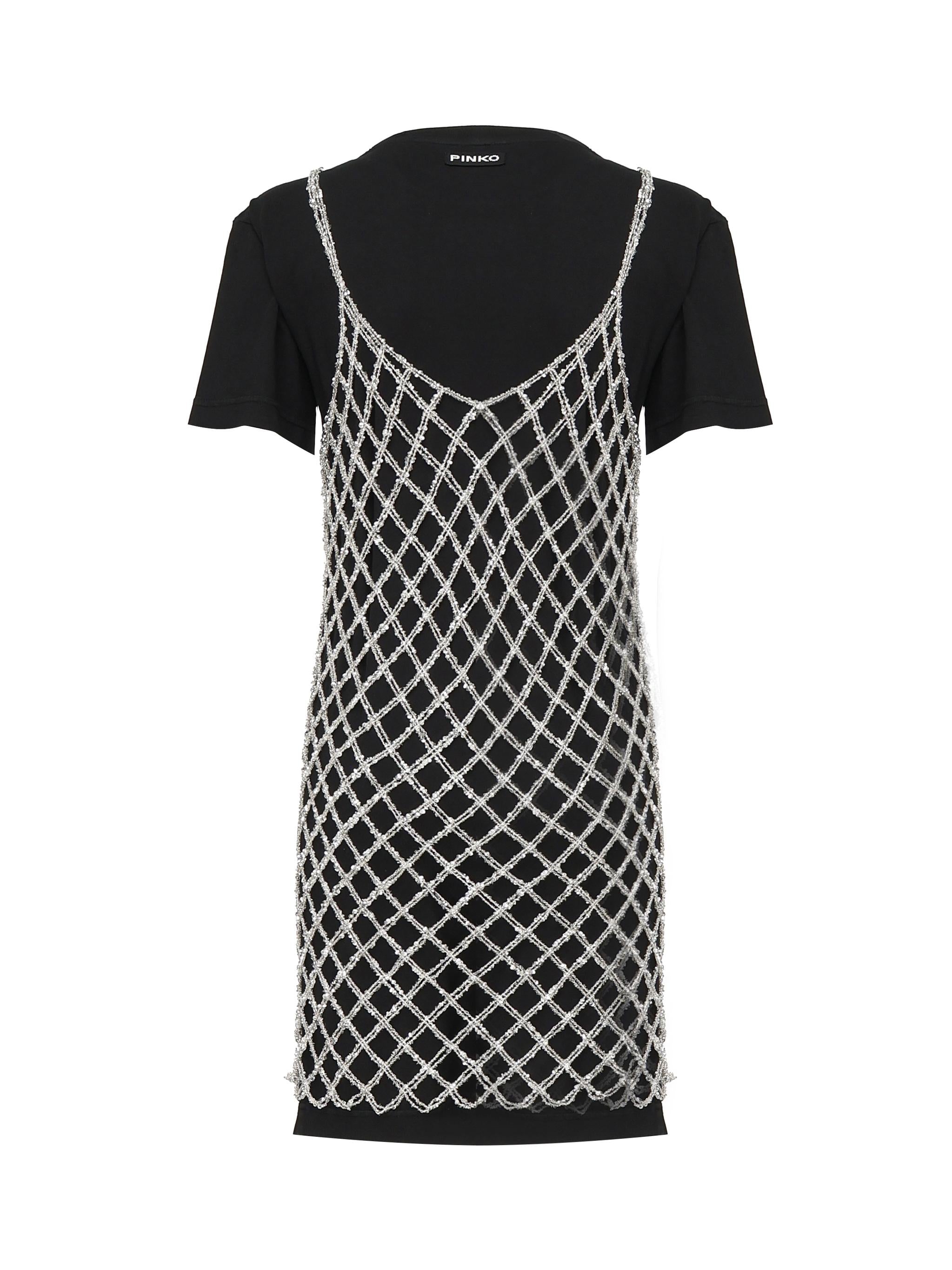 Abito t-shirt con paillettes 105144 A2LTZ99 PINKO 