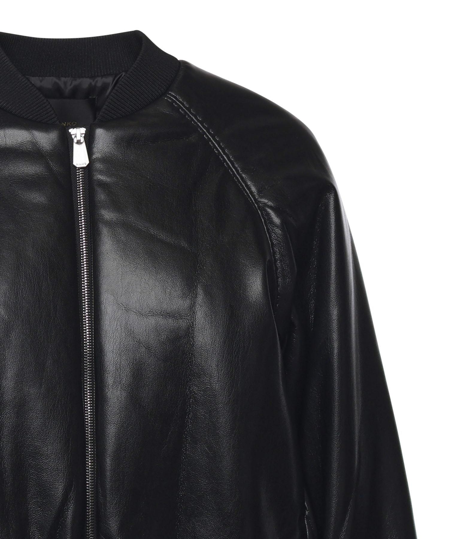 Bomber cropped effetto pelle 105372 A2P4Z99 PINKO 