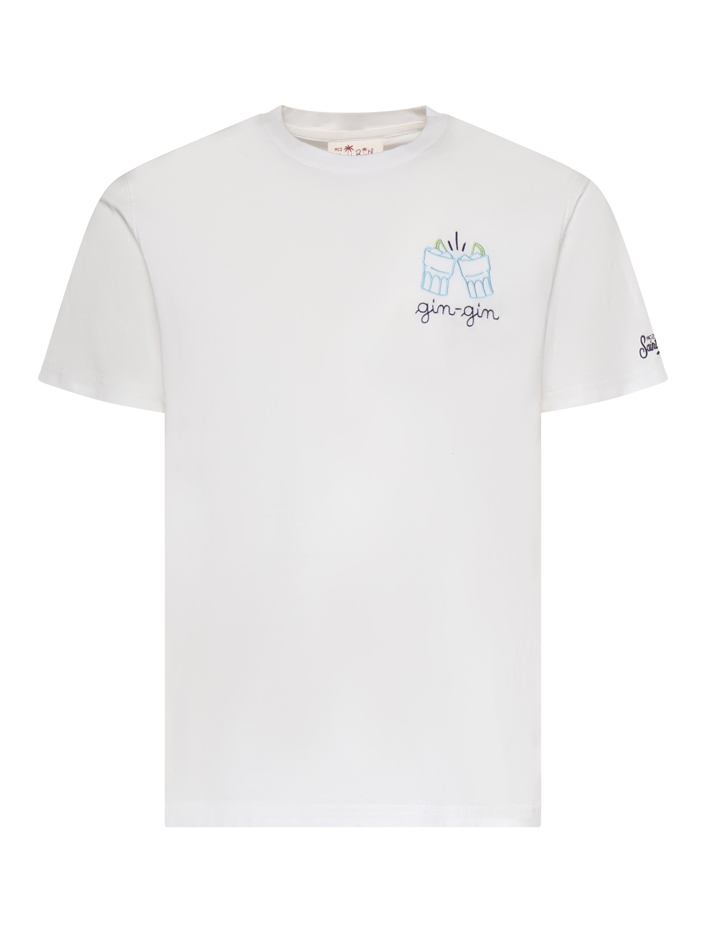 T-shirt in cotone con ricamo POT0001 04379L MC2 SAINT BARTH 