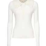 Polo in lana a coste con pizzo CHC25AHT58667 107 CHLOÉ 