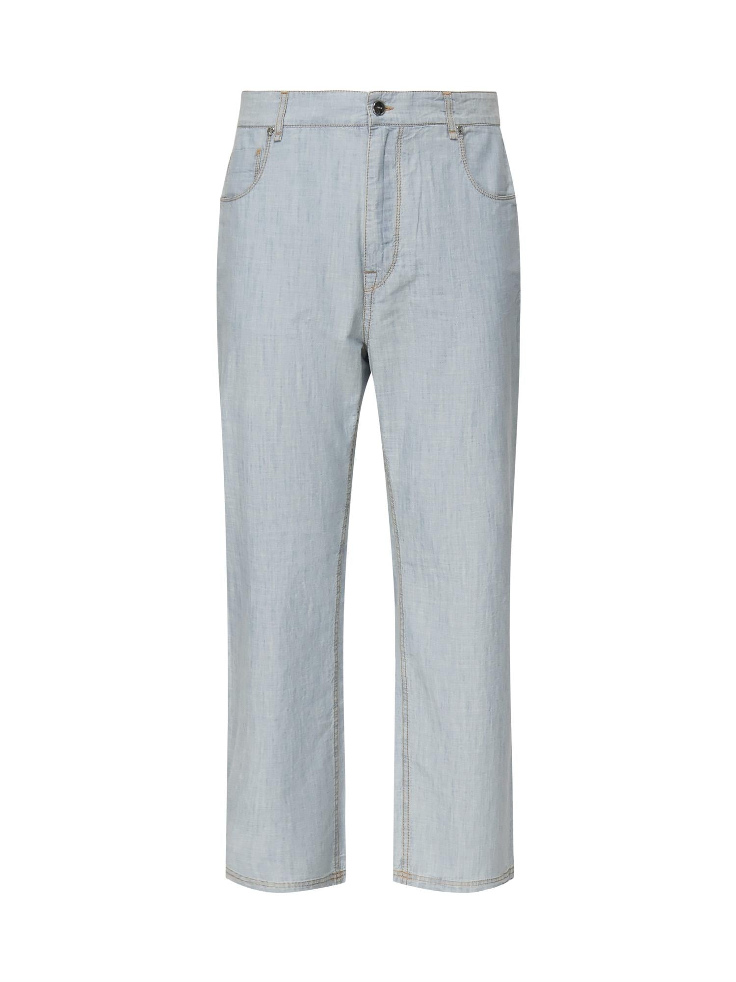 Jeans in chambray con logo FLP285 AUWXF0LQ0 FENDI 