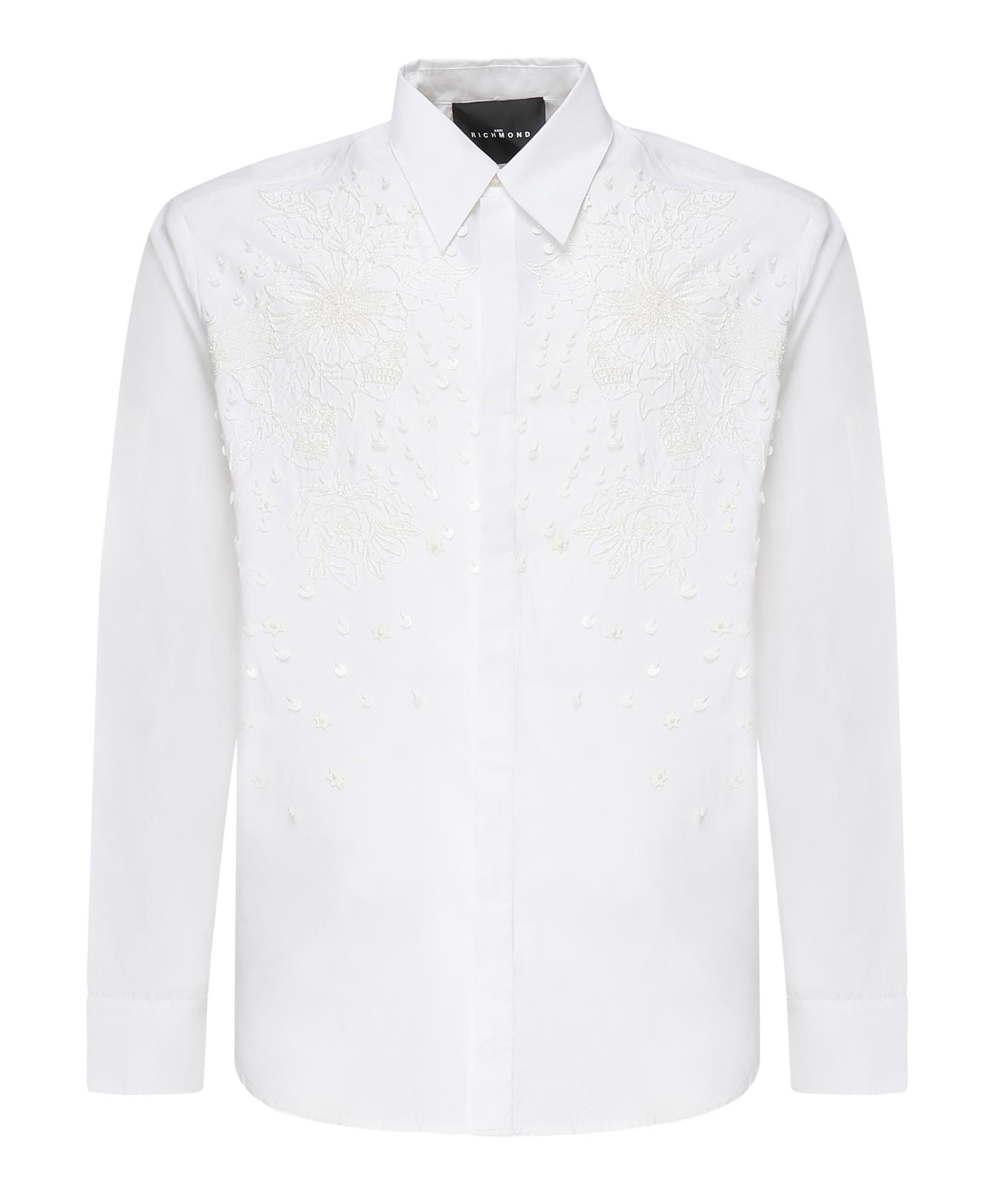 Camicia Tavaria con ricami e paillettes RMP25233CA WHITE JOHN RICHMOND 