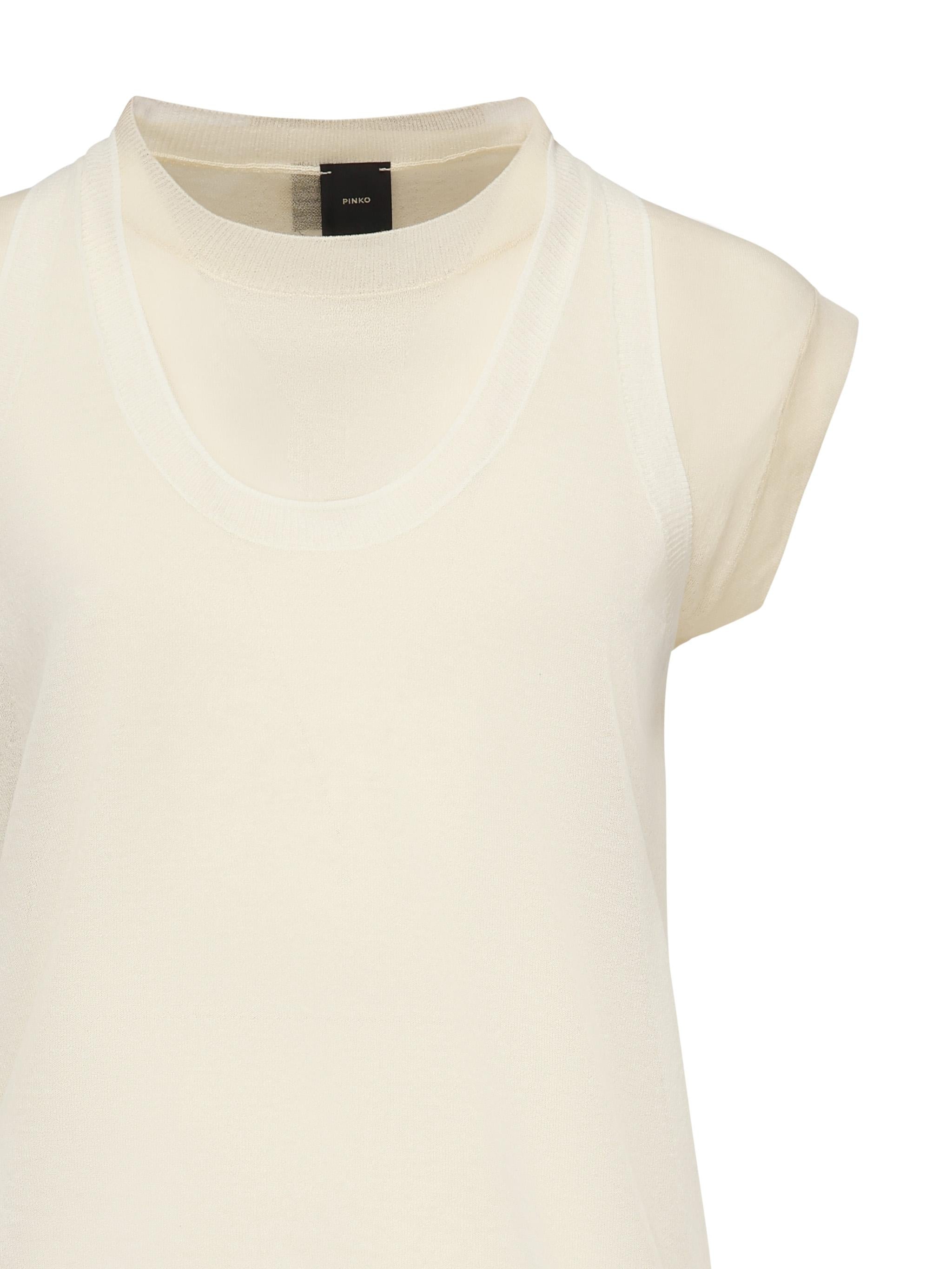 T-shirt con maniche asimmetriche e canotta abbinata 105152 A2LSZC1 PINKO 