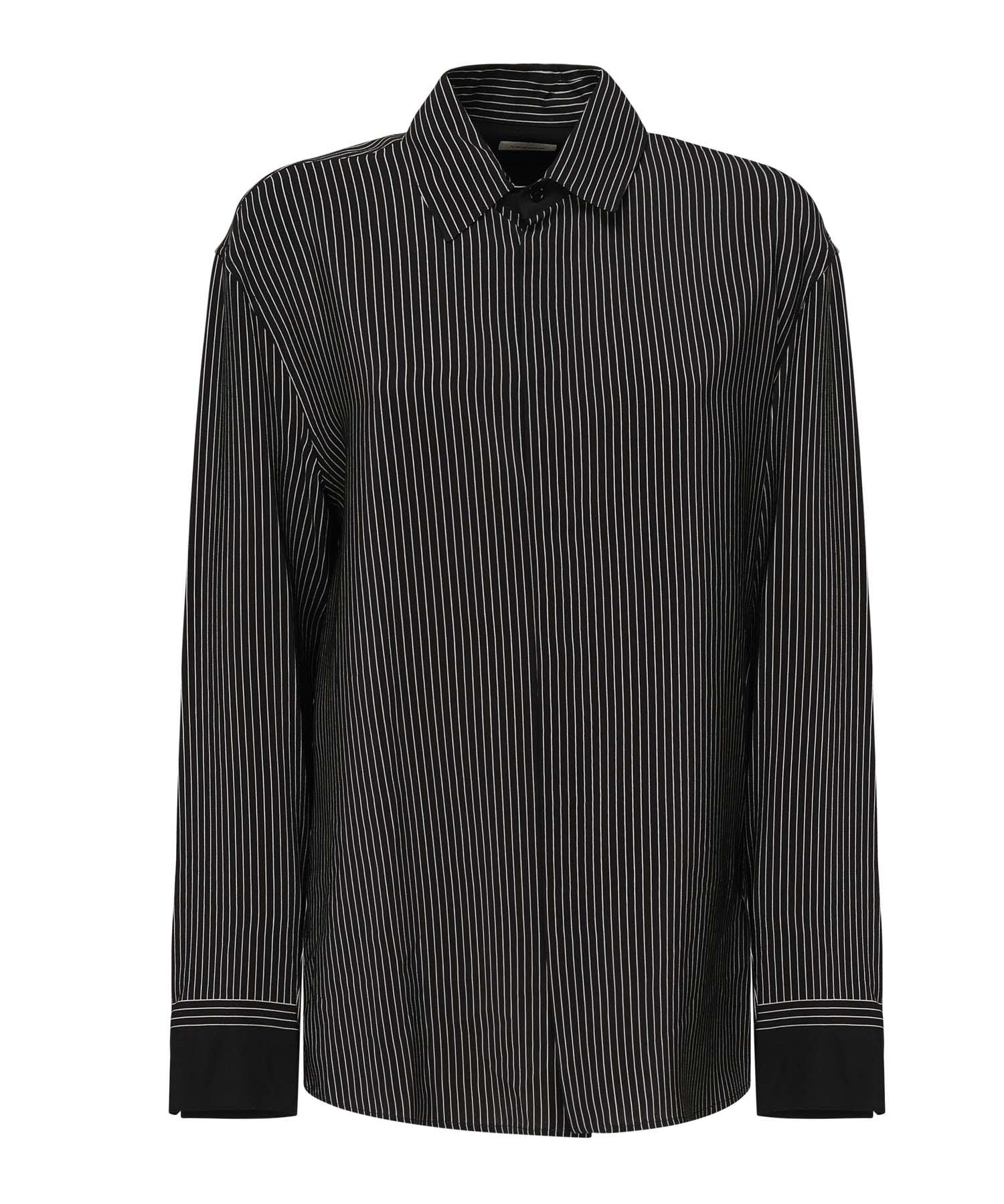 Camicia a righe in seta 823656 Y4K761095 SAINT LAURENT 