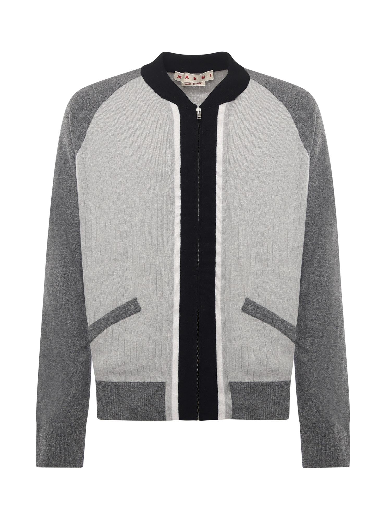 Cardigan in lana con collo bomber CDMG0165Q0 UFH55100N15 MARNI 