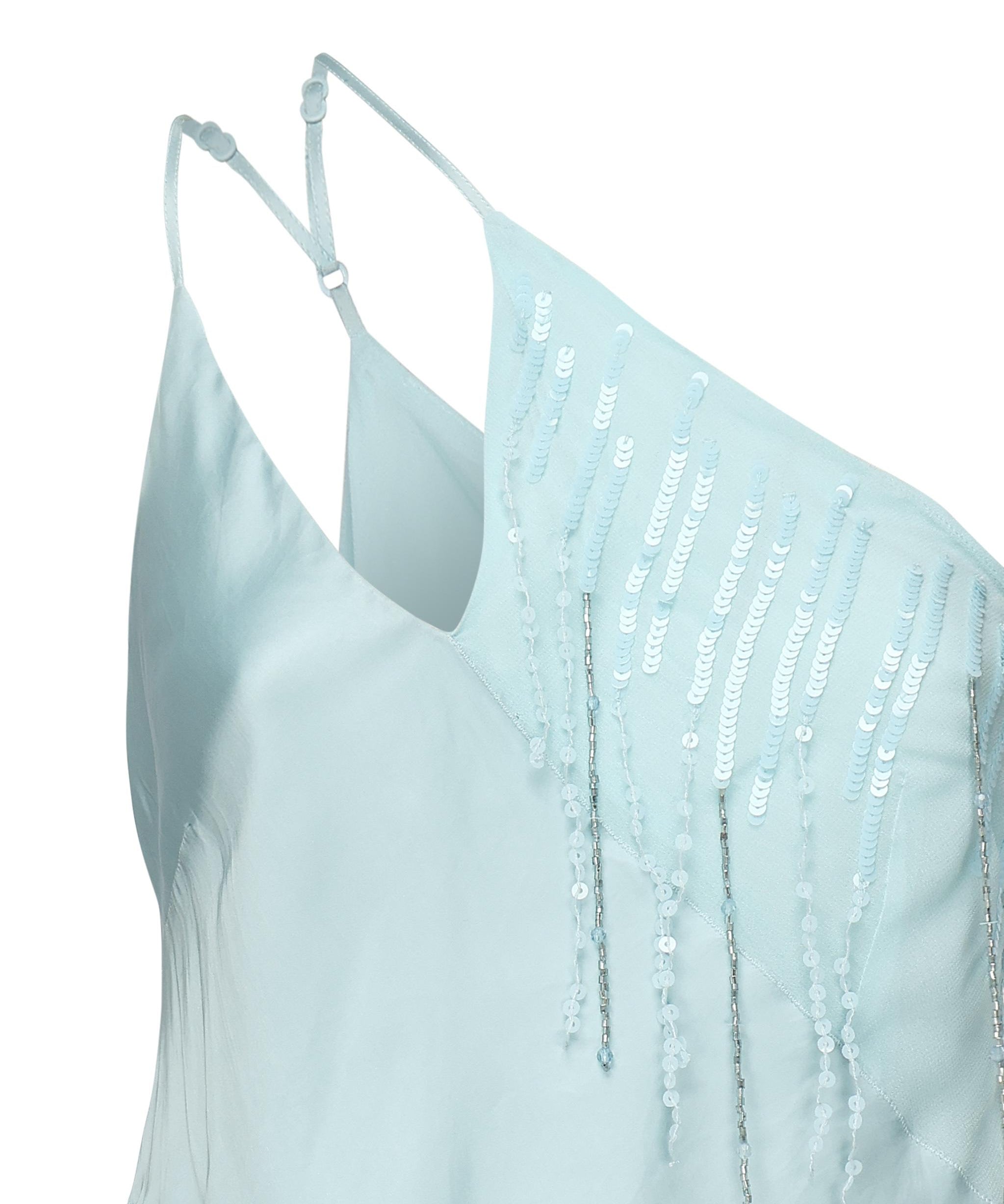 Top monospalla in raso con pizzo e paillettes 104765 A2DGE28 PINKO 