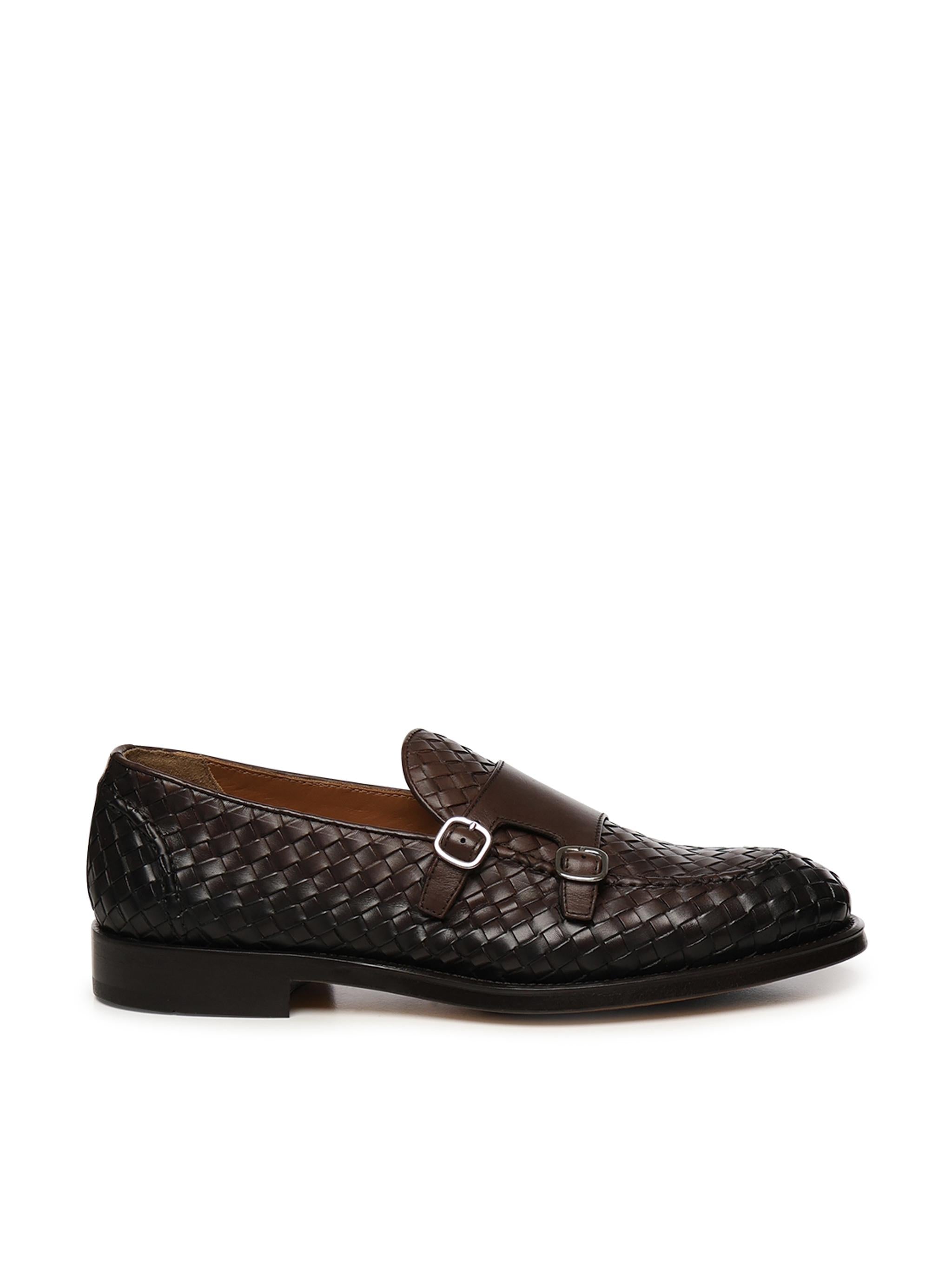 Mocassino doppia fibbia in pelle intrecciata DU3412ORVNUY195 TM00 DOUCAL'S 