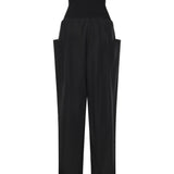 Pantaloni a gamba larga in nylon e lana AA9P1304W120C 999 ALAIA 