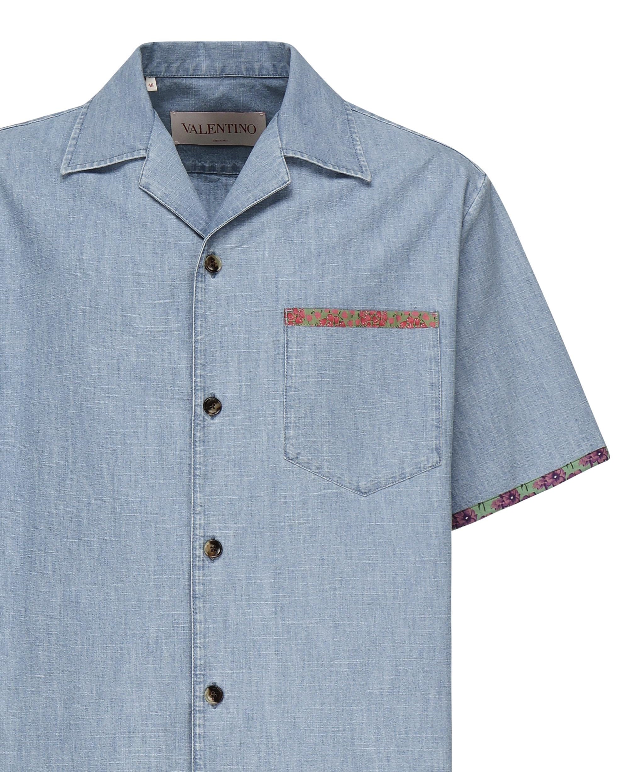 Camicia in denim con finiture stampa floreale 6V0DB04L ALM508 VALENTINO GARAVANI 