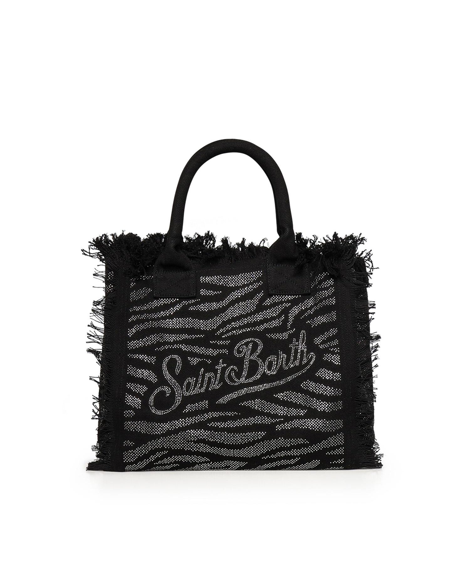 Borsa Vanity in canvas con stampa zebrata e strass VANI001 00629L MC2 SAINT BARTH 