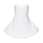 Mini abito babydoll senza spalline in popeline di pizzo bianco 16952500000031 WHITE MAGDA BUTRYM 