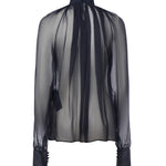 Camicetta a collo alto in mussola di seta 810153 Y065W4900 SAINT LAURENT 