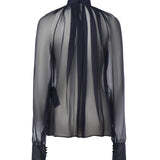 Camicetta a collo alto in mussola di seta 810153 Y065W4900 SAINT LAURENT 