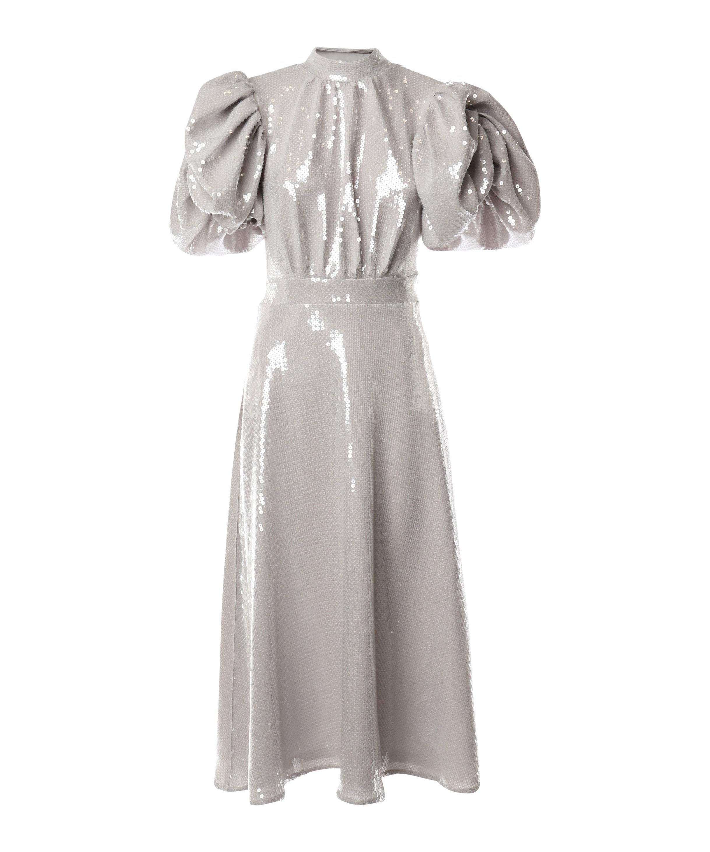 Abito midi a palloncino con paillettes 113871 039 ROTATE 