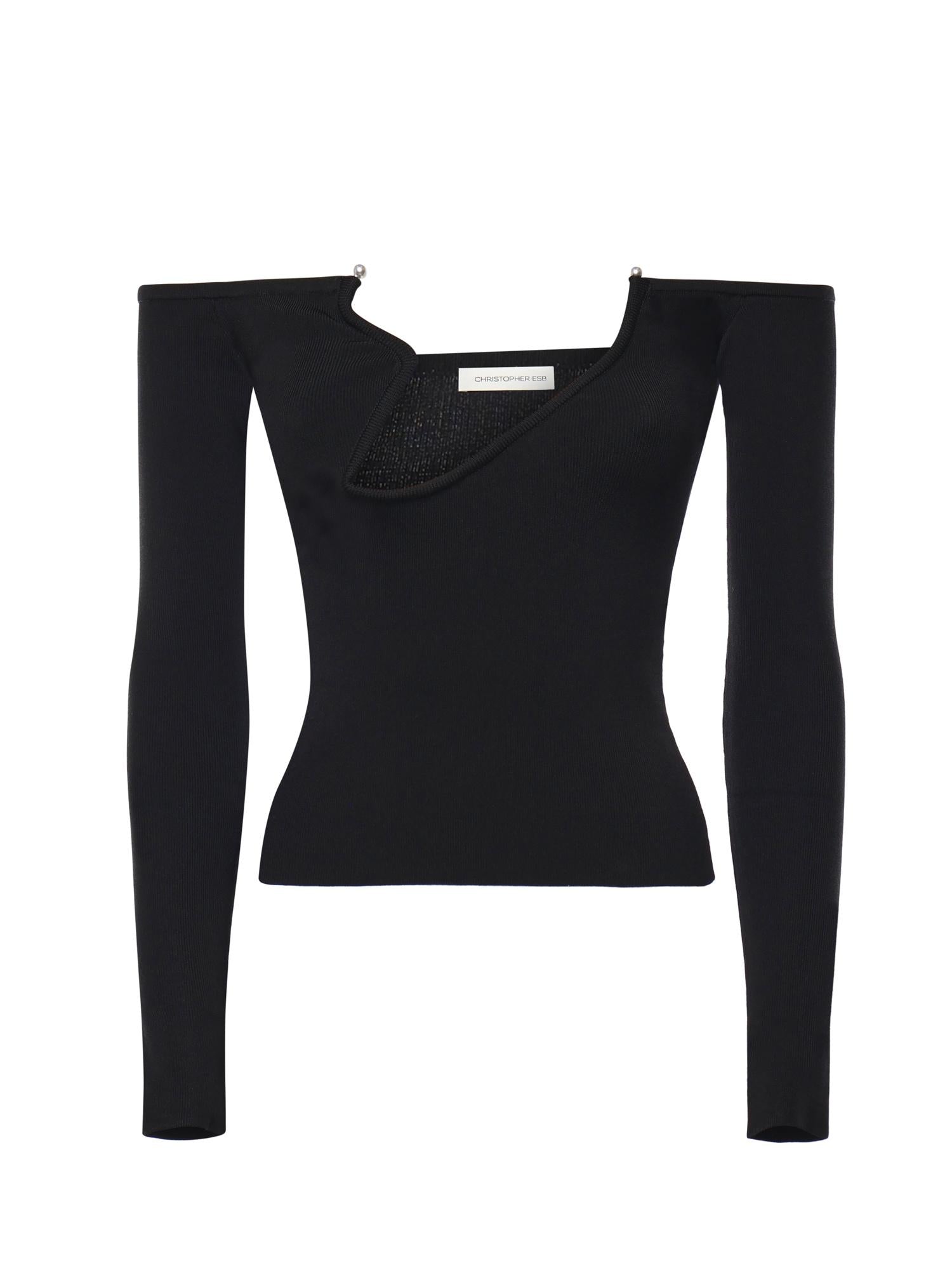 Top Odessa in maglia a coste 25041262 BLACK CHRISTOPHER ESBER 