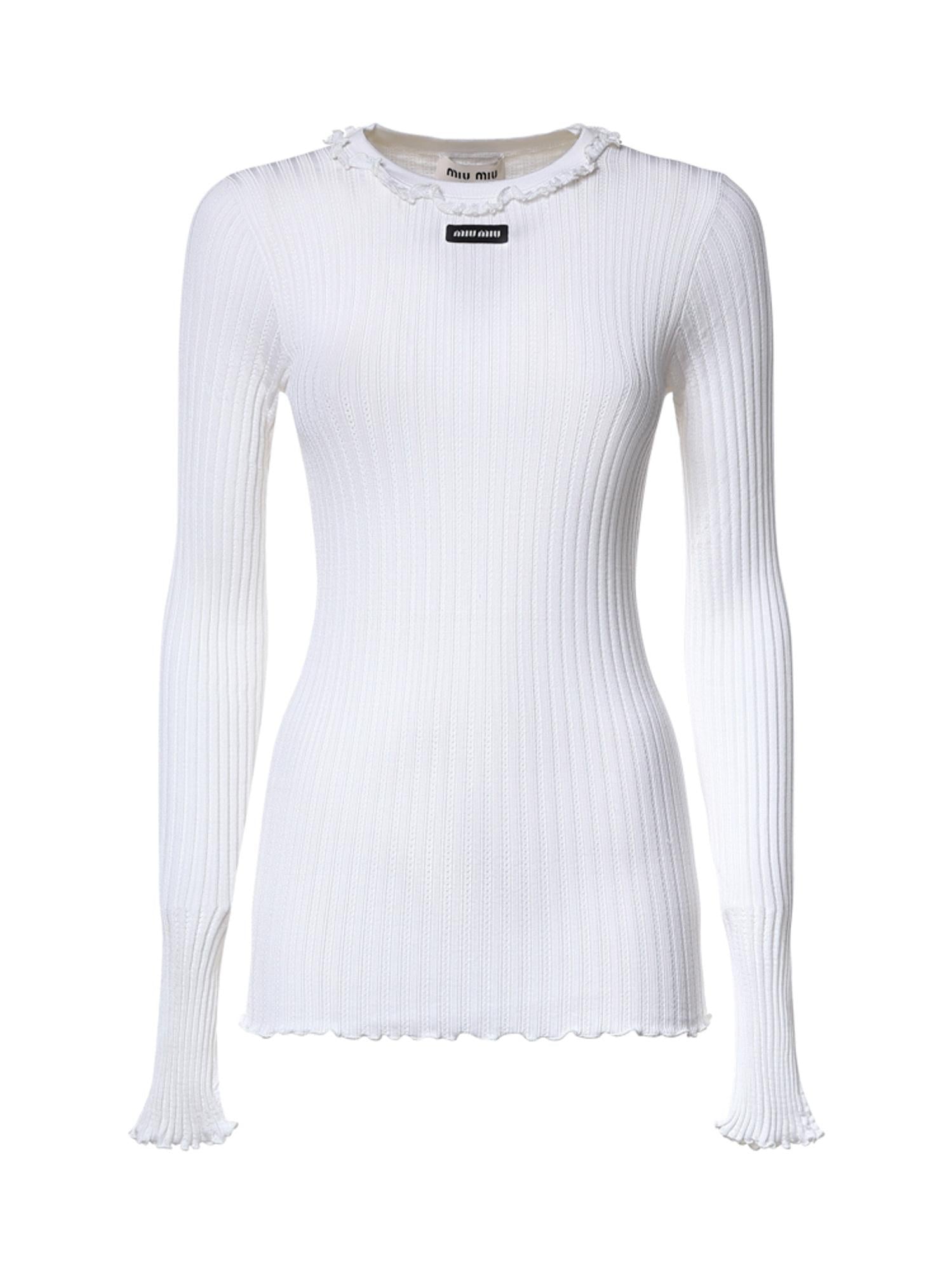 Maglia girocollo in seta MML06T 191XF0009 MIU MIU 