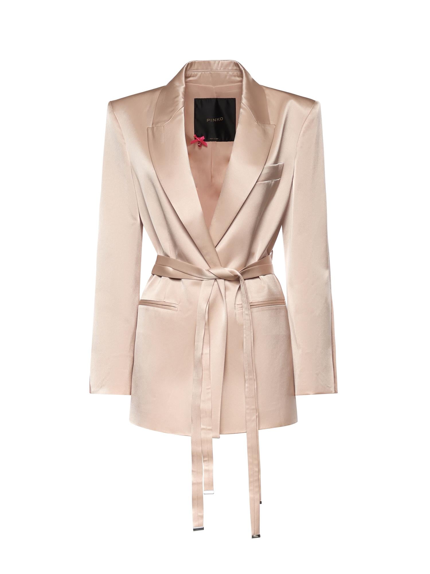 Giacca in satin con cintura 106589 A1Y5Q35 PINKO 